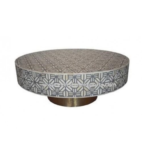 Bone Inlay Geometric design center table, round table