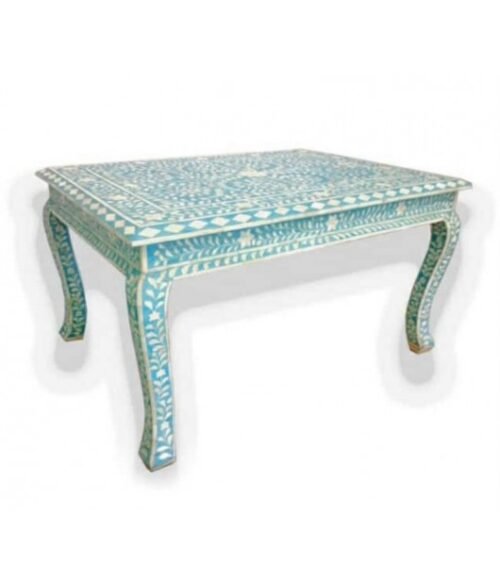 Floral blue and white wooden center table, French Leg Table